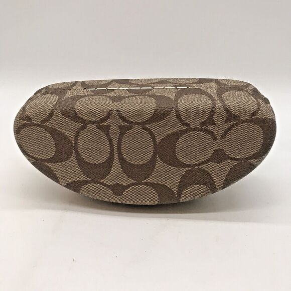 Coach Signature C Monogram Tan Brown Hard Clamshell Eyeglass Storage Flip Case - Picture 8 of 9